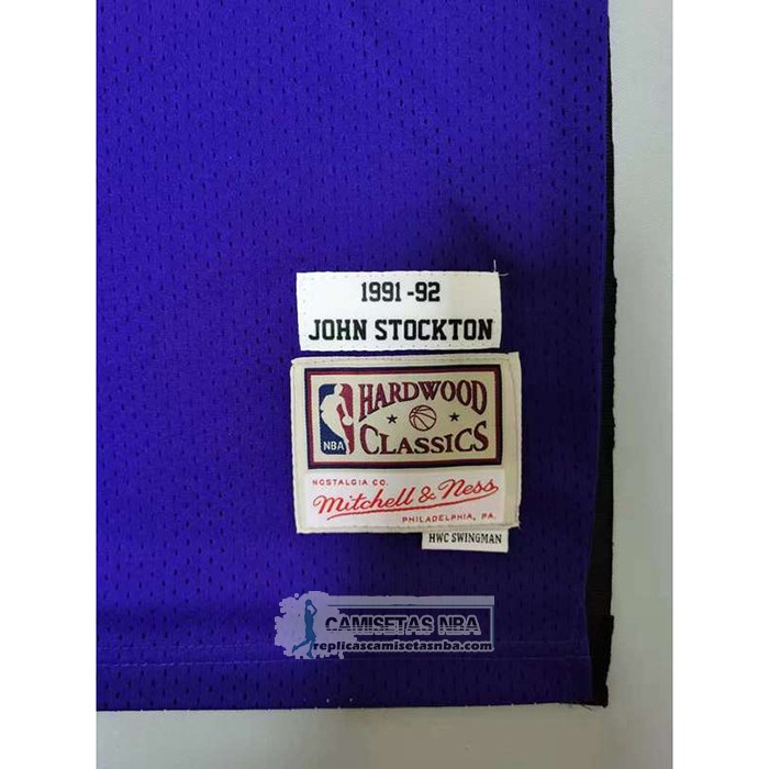 Camiseta Utah Jazz John Stockton NO 12 Mitchell & Ness 1991-92  Violeta